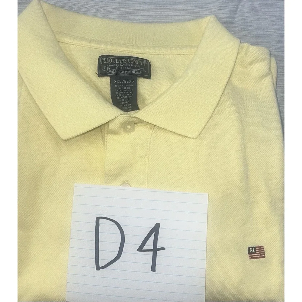 Polo Jeans Co Ralph Lauren Polo Shirt Mens XXL Flag Yellow Short Sleeve Collared